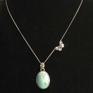Fossil silver and turquoise necklace